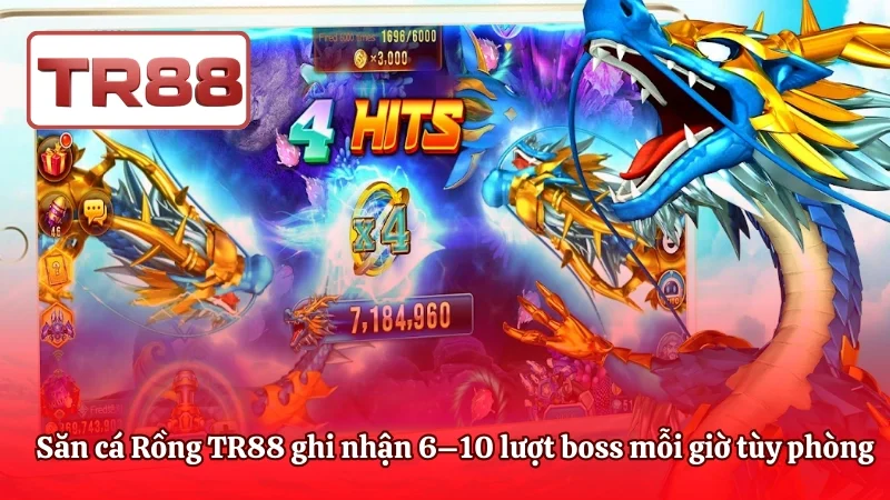 Săn cá Rồng TR88 ghi nhận 6–10 lượt boss mỗi giờ tùy phòng